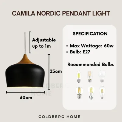 Camila Zaro Nordic Pendant Light Black and White- Living room Bedroom | Goldberg Home