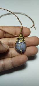 B28จี้พลอยฟลูออร์ไรต์แท้งานดัดลวดพร้อมส่ง