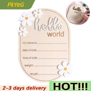 PkYeG Baby Announcement Sign 5.91x4.13 Inch Wooden Newborn Announcement Sign Hello World Newborn Sign