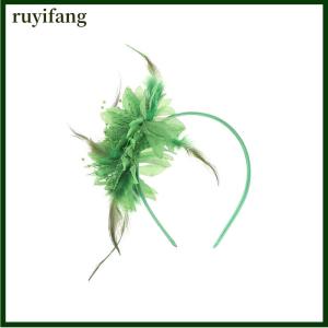 ruyifang 1 cái phụ nữ fascinator hat Headband hoa lông lưới sợi Cocktail tiệc cưới phụ kiện tóc trang trí đầu