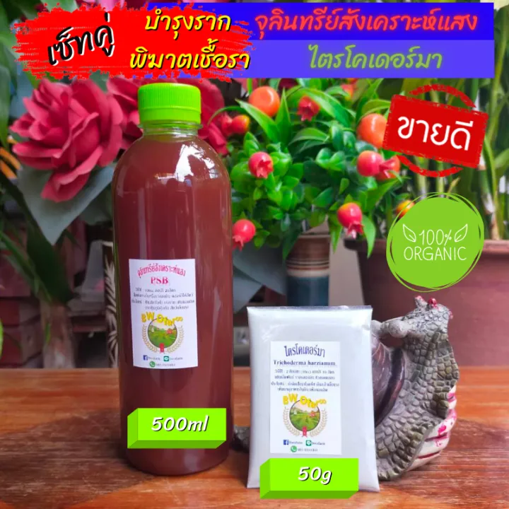 เซ็ทคู่ จุลินทรีย์สังเคราะห์แสง PSB 500ml และไตรโคเดอร์มา กันเชื้อรา