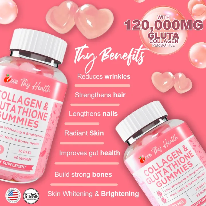 Collagen and Glutathione Gummies 60 Gummies Healthy Gummy