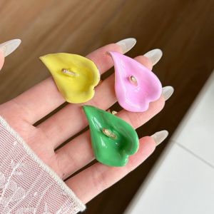 LIGHTER Adjustable Enamel Calla Flower Ring Metal Colorful Geometric Open Ring Fashion Delicate Vintage Ring Women