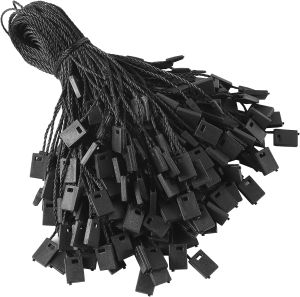 Hang Tag String Black 7" 1000Pcs Nylon Snap Lock Pin Loop Fastener Hook Ties Easy and Fast to Attach Tag Rope for Clothes Shoes Luggage Labels