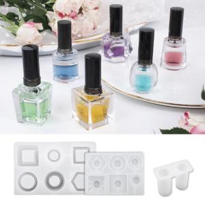 High Gloss Sturdy Silicone Castes Mould for UV Resin Creations Featuring Nails Polish Bottle Shapes Craft Ornament
