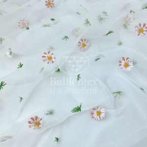 ผ้าตาข่าย ฟลอรัล Floral Mesh ผ้าตาข่ายเนื้อโปร่ง ยืดเล็กน้อย ระบายอากาศได้ดี ขนาด 1 หลา