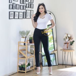Celana Wanita Cewek Model Terbaru Korean Style Kekinian Ootd Pinggang Karet Higwaist Jeans Panjang Dewasa jins Premium Tebal Bahan soft Melar stretch