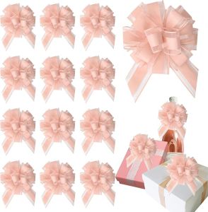 Christmas 12 Pieces Large Gold Bows for Gift Wrapping Pull Bows 6 Inch Gift Bows Big Ribbon Bows for Wrapping Boxes Gift Decorations for New Year Wedding Ceromony Anniversary Graduation