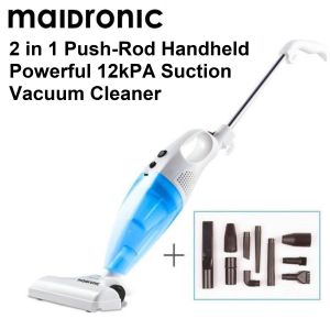 Maidronic 2 in 1 Push-Rod Handheld Powerful 12kPa Suction Vacuum Cleaner Free 9 pcs Accessories Set vacuum (Msia 3 Pin Plug)