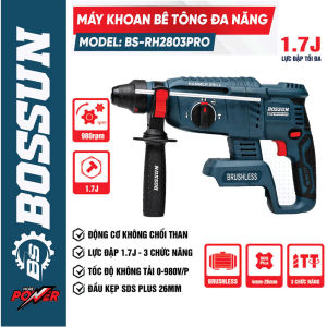 THÂN Máy Khoan Đục Bê Tông Pin BOSSUN BS-RH2803PRO Không Chổi Than Đầu SDS Plus 3 Chức Năng