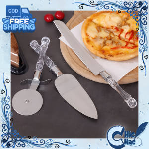 Pisau Pizza Roti 3 In 1 Set / Pisau Adonan Cake Serbaguna / Cake Pisau Elegan Wedding Birthday