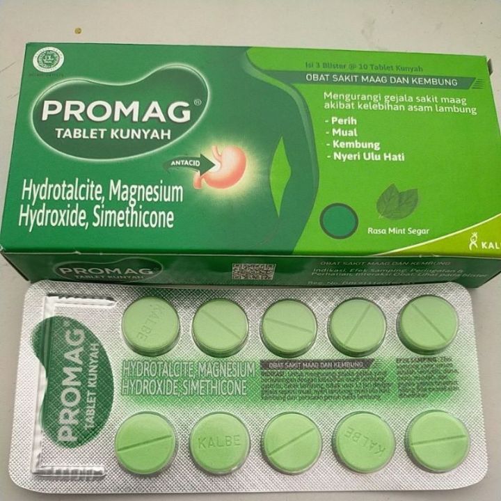 Obat Sakit Maag Promag Per Box Isi 3 Strip Isi 10 Tablet Lazada Indonesia