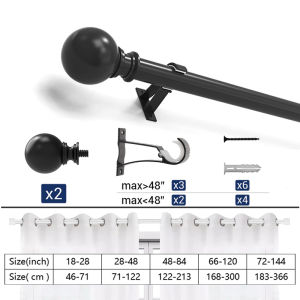 ราวม่าน ราวม่านที่มาพร้อมอุปกรณ์ครบชุด หัวกลม ปกสูง ราวม่านสีดำ มาพร้อมสกรู ราคาถูกมาก