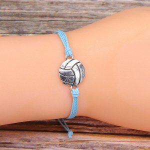 Volleyball Charm Bracelet Adjustable Woven Volleyball Charm Bracelet Braided Rope Bracelets for Teens Female