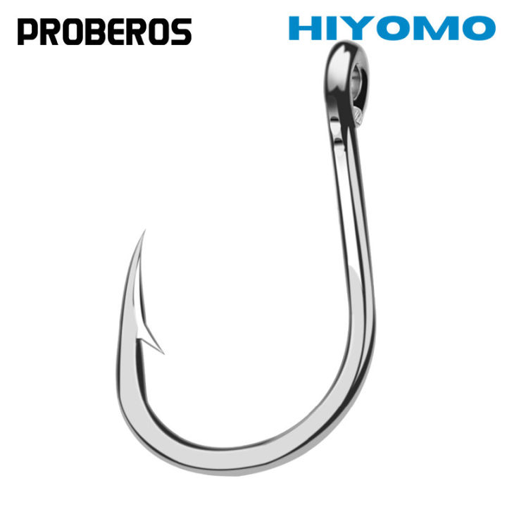 PROBEROS 5PCS/10PCS Fishing Single Hooks Casting 1/0# 3/0# 7/0# 9/0# 13/0#  Barbed Steel Stainless Jigging Hook Saltwater Fishhook Fishing Accessories  SJ41
