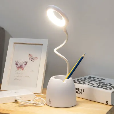 Table Lamp LED Desk Lamp With Pen HolderStudy Lamp Shade Reading Night Lamp