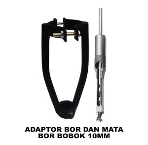 Dudukan Mesin Bor Bobok Kayu Adaptor Wood Mortising Attachment Lengkap Dengan Mata Bor 10 mm