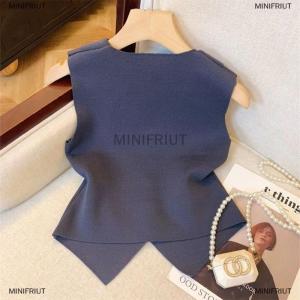 [COD] MINIFRIUT French Temperament V-neck Single Breasted Sleeveless Knitted Vest For Women