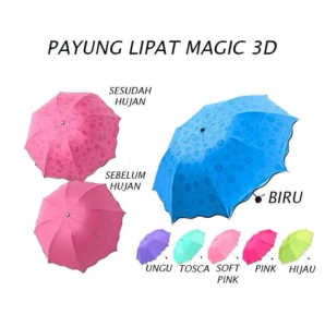 Payung Lipat Anti UV Korea Style Anti Sinar Panas Ultra violet Motif Menarik 3D Magic Polos Bear