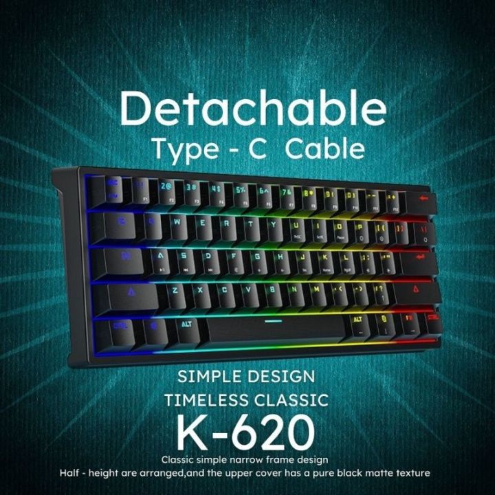 Leaven K620 wired 61 key Mechanical keyboard hotswappable switch Type C