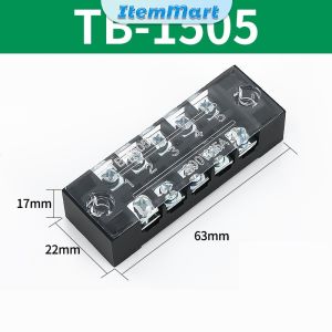 ItemMart 15A Molded Terminal Block TB1504 TB1505 TB1506 600V Dual Row Barrier Screw Terminal Block