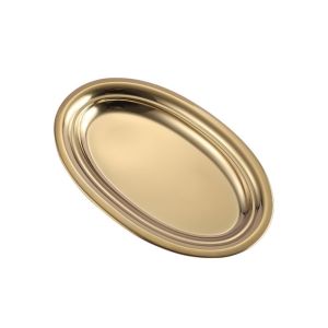 FORUM Stainless Steel Elliptical Steamed Fish Plate Lagre Capacity Korean Style Snack Tray Multifunctional Gold/Silver Barbecue Dish Fried Chips