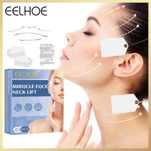 Eelhoe V-shaped Face Lifting Patch Silicone Breathable Invisible Sticker Cheek Double Chin Neck Anti-wrinkle Sticker Frown Line Treatment Flabby Skin Fast Lift Refill Tapes Makeup Patch Adhesives(40pcs)