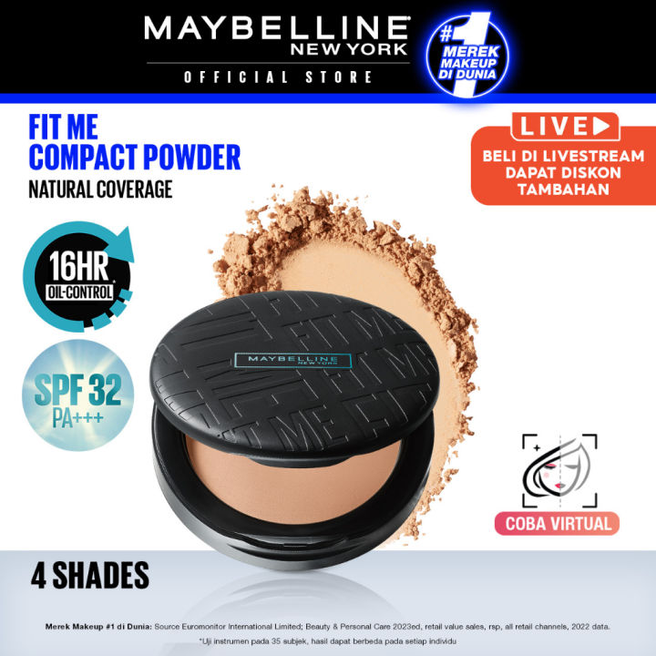 Maybelline Fit Me 12-Hour Oil Control Powder Make Up (Bedak Padat Untuk ...