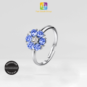 [Crystal from Swarovski] LUSH Flower Birthstone Ring-Light Sapphire [By FGG]