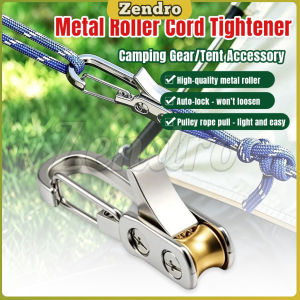 Zendro Metal Roller Cord Tightener Cam Buckle Rope Lock Tension Tool for Camping Tent Tarp Tie‑Down 1Pc