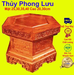 Đôn kỷ đế mặt lục giác chiện trạm sen gỗ hương cao 2030cm