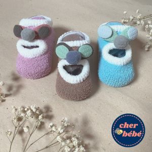 KAOS KAKI BAYI IMPORT - Perempuan dan Laki-Laki - ada anti slip bahan sangat lembut dan tidak gatal - Pink Biru Coklat