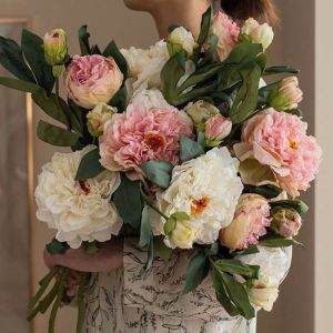 (🚀Dikirim dalam 24 jam) 5PCS 48CM Buket Bunga Peony Palsu Bunga Peony Buatan Rumah Pesta Pernikahan DIY Bunga Palsu Buket Bunga Kering 1pcs