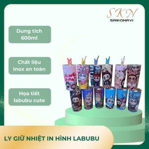 Ly Giữ Nhiệt Labubu 600ML Inox 304 Kèm Ống Hút và Túi Đựng Ly Trong Suốt hình in nhân vật labubu đáng yêu