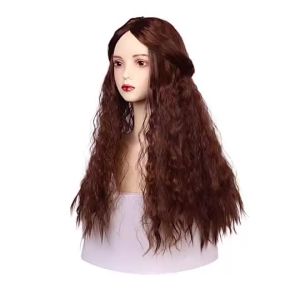 Women's Long Curly Hair Wig & Center Part Bangs