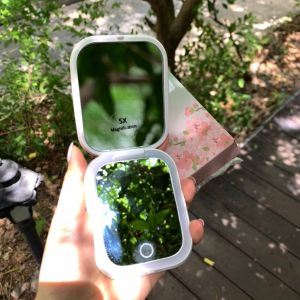 3 Color Cosmetics Storage Box Make-up Mirror With Light Waterproof Dustproof Bathroom Storage Rack Organizer Travel Set Protable Folding mirror and cosmetic bag with LED light