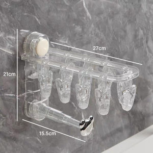 Clothes Suction Cup Drying Rack No Punch Wall Mounted Laundry Multi-functional Foldable Drying Rack Folding Double Layer Multiple Clips Suction Cup Hanger for Clothes Underwear Socks