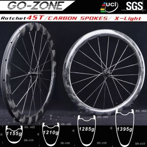 2026 X-Light 1155g 700c Road Wheels Disc Brake Carbon Spoke 45T Ratchet Gozone R280C Normal / Ceramic UCI Approved Bicycle Wheelset