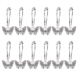 Sturdy Metal Butterfly Shower Curtain Hook Rustproof Builts In Roller Systems Easy Installation