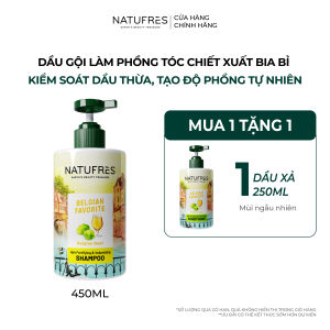 Dầu Gội Làm Phồng Tóc Kiểm Soát Dầu Thừa Ngăn Bết Dính Natufres Belgian Favorite Chiết Xuất Bia Bỉ - 250ml / 450ml
