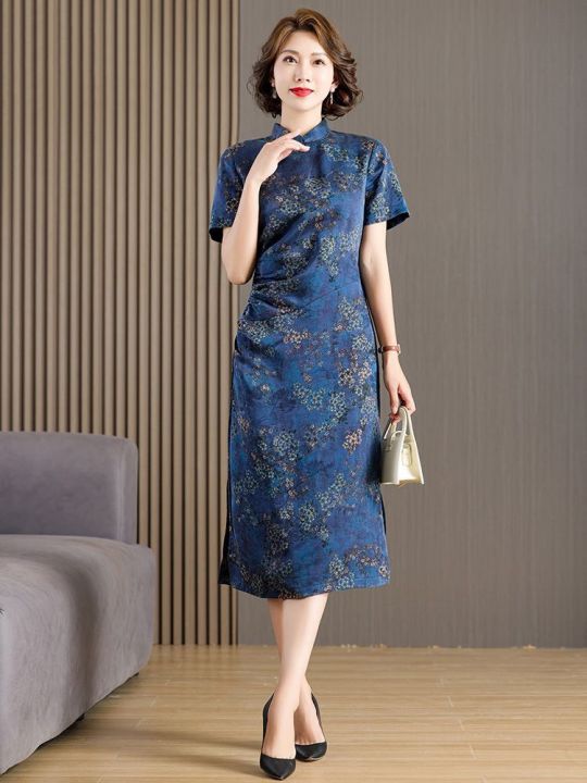 Mother Printing Dinner Dress 5XL Plus Size 2023 New High End Mother-in ...