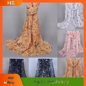 HB Womens Fashion Scarves Musical Note Print Ladies Soft Chiffon Infinity Scarf New
