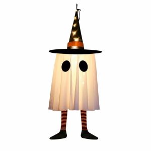 JAYQQ với nắp hình nón Bóng ma treo trang trí Halloween Sáng rực Sử dụng pin Đèn LED hình mũ phù thủy Dễ thương Rùng rợn Đèn Halloween dành cho bữa tiệc nhà ma ám