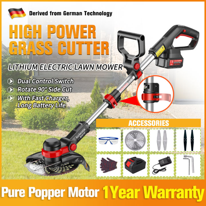 8 Inch Grass Cutter Cordless Lawn Mower Bold Aluminum Tube with Lithium