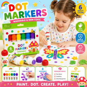 6PCS Dot Markers Washable Watercolor Paint Pens Kids Drawing Coloring Preschool Art Supplies Gift