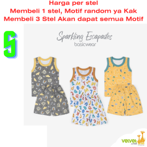 Velvet Junior Setelan Kutung Singlet Anak Bayi 0 - 3 Tahun Ukuran S M L XL XXL Original