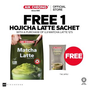 AIK CHEONG 3in1 Matcha Latte Green Tea Instant Premix 300g (25g x 12sachets) - Cafe Art (Free Hojicha Latte Sachet)