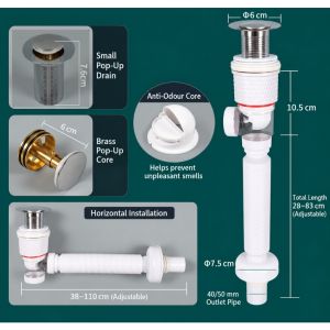 Bathroom washbasin Pop-Up Basin Drain Set kit – Copper Core  [SG SELLER LOCAL STOCKS]
