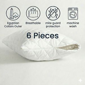 6 Pieces Hotel Pillow Protector. Egyptian Cotton with 6 in 1 Protection