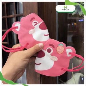 Khẩu Trang Trẻ Em Gấu Lotso Dễ Thương (Túi 10 Cái) – 3 Lớp Bảo Vệ Êm Mềm Hình Thú Siêu Cute